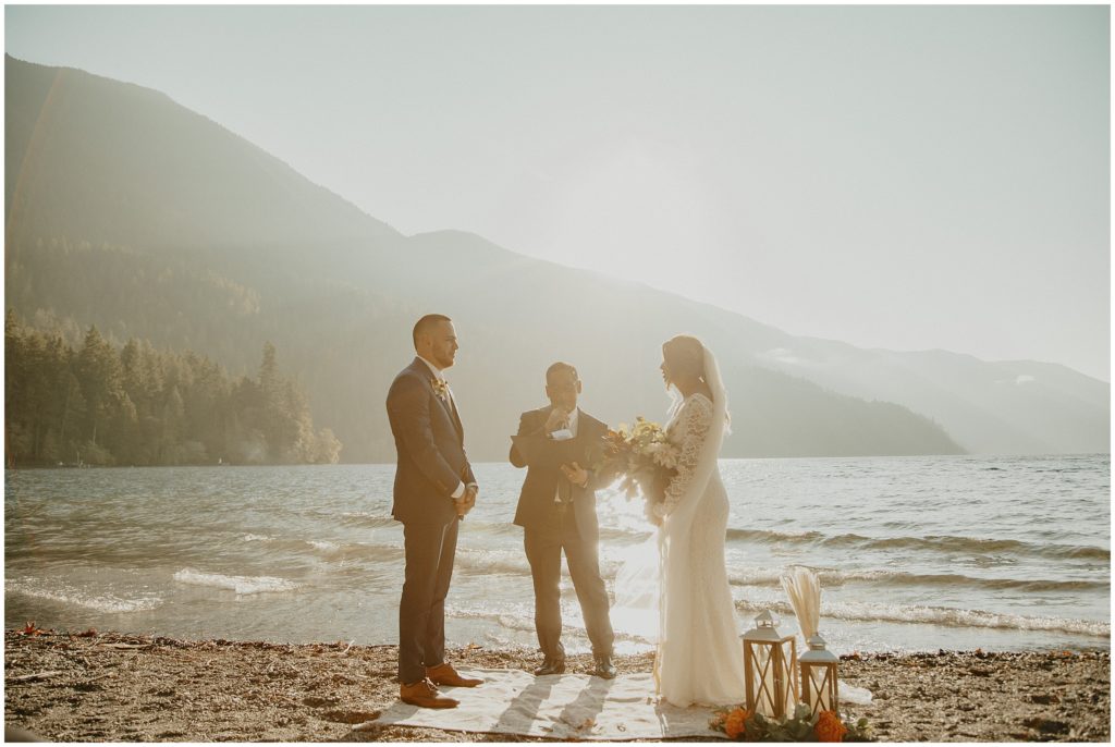 wedding ceremony by lake