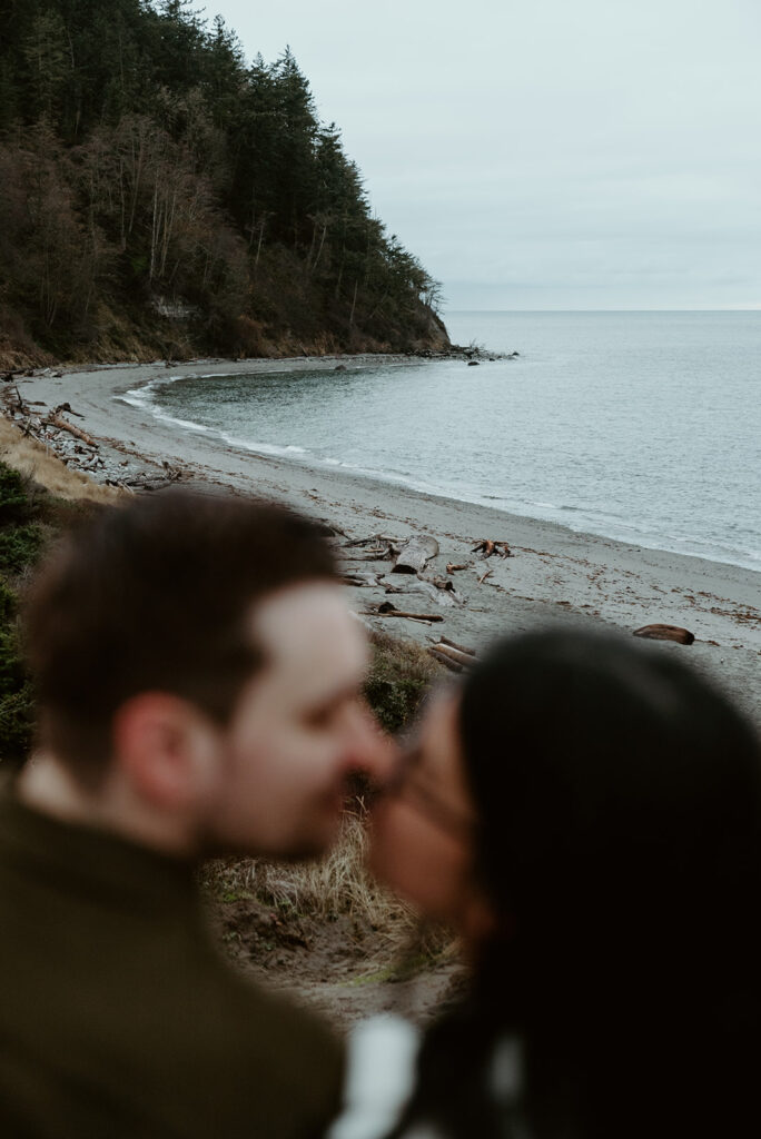couple overlooking port townsend beach Wedding or Elopement In Port Townsend WA